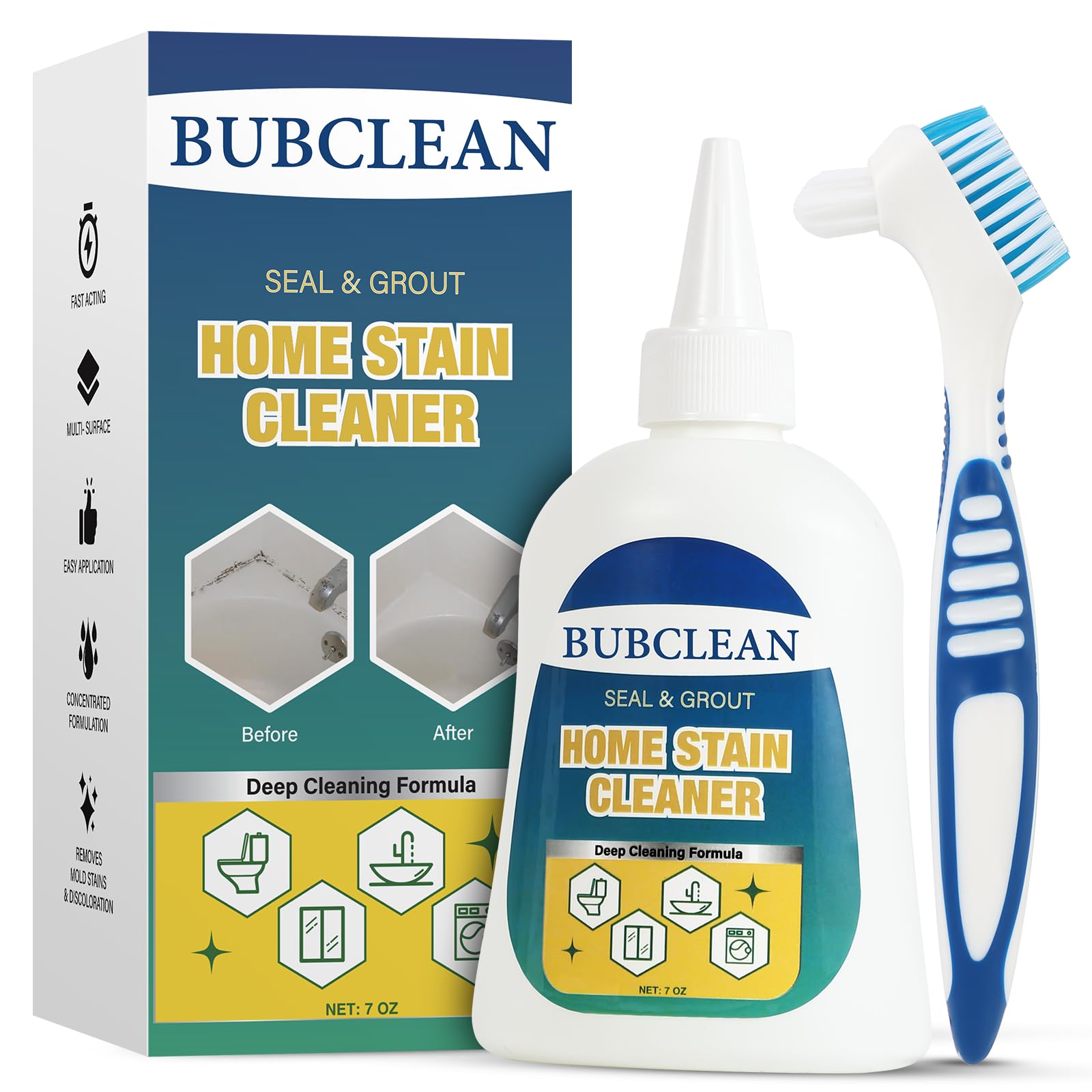 Home Stain Remover Gel Cleaner, Heavy Duty Black Surface Stain Cleaner for Washing Machine, Bathroom Grout, Shower, Bathtub, Tile, Fridge Rubber, Kitchen Sinks, 1 Pack