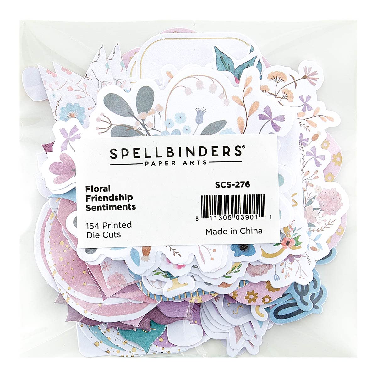 Spellbinders Printed Die Cut Sentiments from The Floral Friendship Collection, Multicolor, ONE