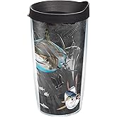 Tervis Guy Harvey Made in USA Double Walled Insulated Tumbler Travel Cup Keeps Drinks Cold & Hot, 16oz - Classic, Shark Pirate