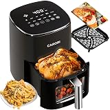 Air Fryer 12 Preset with Viewing Window, 6Qt Large Capacity, 400℉ Max Crisp, Airfryer, Bake, Roast, Dehydrate, Reheat, 1700W Quick Even Easy Meals, Nonstick Dishwasher Safe Basket