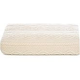 SAOL King Size Bed Irish Aran Throw Blanket 100% Super Soft Merino Wool 92x78 Inches (Natural)