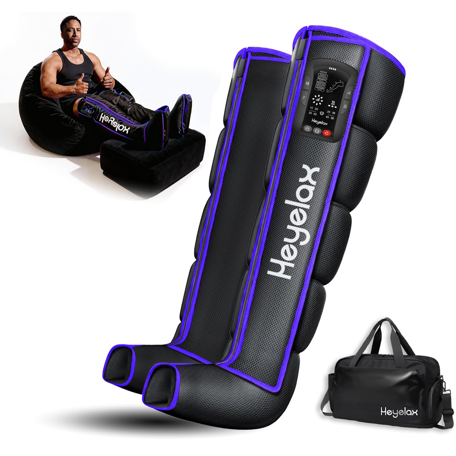 Photo 1 of Heyelax Leg Compression Massager for Circulation and Pain Relief FSA, Air Compression Boots Sleeve for Fast Recovery, Cordless Leg Massager for Muscle Relaxation- for Athletes, Runners, Gym