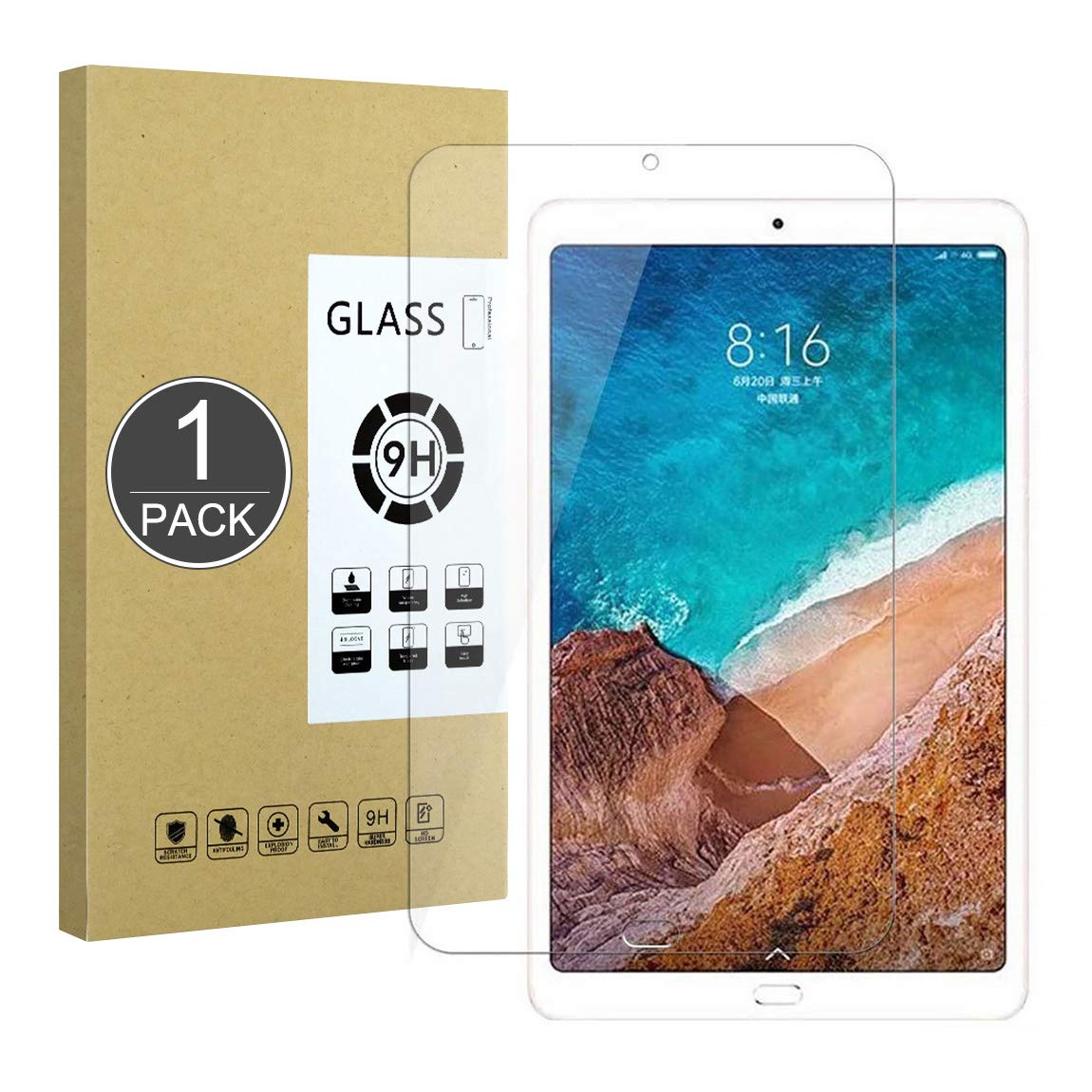 E-Hamii Tempered Glass Compatible with Xiaomi Mi Pad 4 Plus 10.1,Premium Tempered Glass Film Protector[Anti-Scratch][Anti-fingerprint] Compatible with Xiaomi Mi Pad 4 Plus 10.1