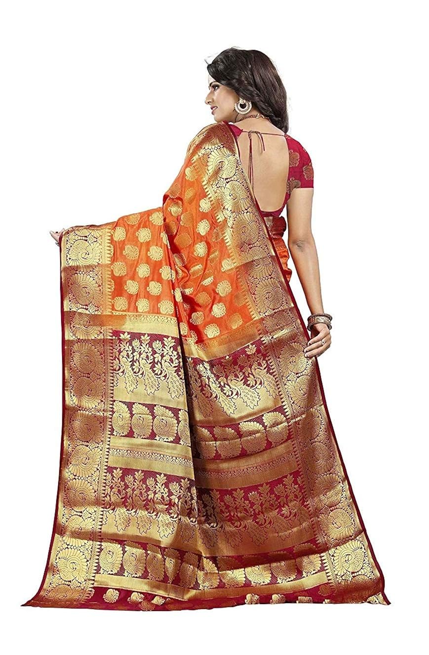 dealsure women's multicolor banarasi saree with blouse piece.
