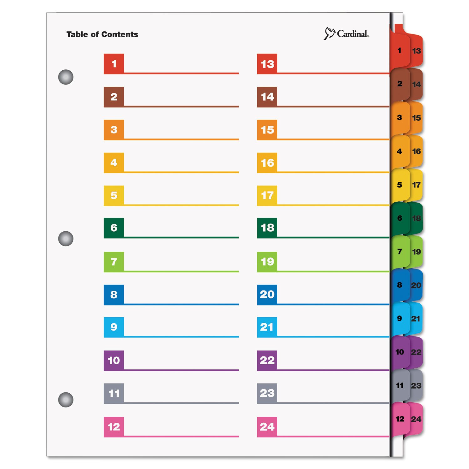 Cardinal OneStep 24 Tab Binder Dividers for 3 Ring Binder, Index Table of Content Dividers, 1 Set (60960)