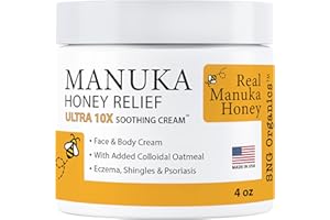SUPER NATURAL GOODS Manuka Honey Eczema Cream (4oz) Moisturizing Lotion Treatment Relief - Itchy, Dry Skin Healing Ointment - Skin-Soothing Moisturizer For Kids, Adults, Baby Body Mousse Honey Creme Eczema, Psoriasis