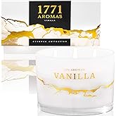 1771 Aromas Vanilla Scented Candles - 100% Natural Soy Wax - Large 3 Wick Jar Candle - Up to 50 Hours Burning Time - Candles for Home - Gift-Ready Candle for Men & Women - Aromatherapy Candles