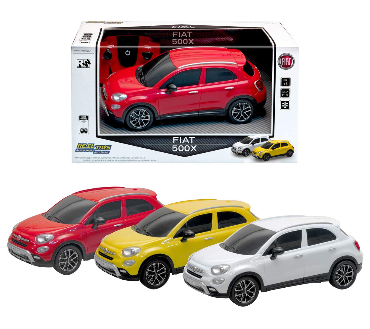 Reel Toys Reeltoys2118 Fiat 500X Radio Control Car Model, 118, Multi