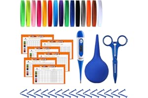 REDDOUDOU Puppy Kitten Whelping Kit, Newborn Dogs Cats Pet Whelping Kit with 6P Record Keeping Charts, 15P Pet ID Collars, 1P Aspirator Bulb, 15P Umbilical Cord Clip, 1P Hemostatic Forcep