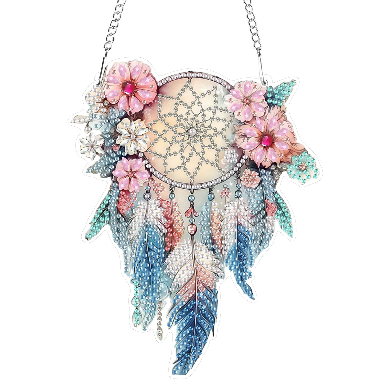 GHHKUD Hanging Diamond Painting Kits for Adults, Dreamcatcher Diamond Art Kits Pendant Ornament, DIY Acrylic 5D Special Shaped Crystal Diamond Gem Art, Diamond Painting Craft Kits for Wall Decor
