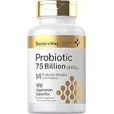 Doctor's Way Probiotic 75 Billion CFU | 120 Capsules | 14 Strains with Prebiotic | Supplement for Women and Men | Vegetarian, Non-GMO &amp; Gluten Free