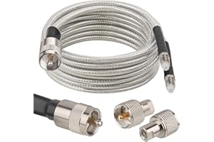 MOOKEERF Dual CB Antenna Coax Cable 12FT,Low Loss RG8X Stranded Core CB Coax Cable with PL-259 and FME/PL259 Male Connector - 12 Foot