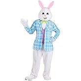 Fun Costumes Deluxe Easter Bunny Mascot Costume for Adults - Includes Bodysuit, Headpiece, Gloves, Foot Covers, and Bow Tie