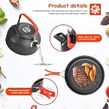 Aandyou Camping Cookware Set 13 Pcs Nonstick Pot Pan Kettle 2-3 People Orange view 3