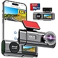 Dash Cam 4K Front, Built-in WiFi Dash Camera for Cars, 1.47''IPS Screen Mini Dashcam with APP, 170°Wide Angle, 24H Parking Monitor, Night Vision, WDR, G-Sensor, with 64G SD Card, Support 256GB Max