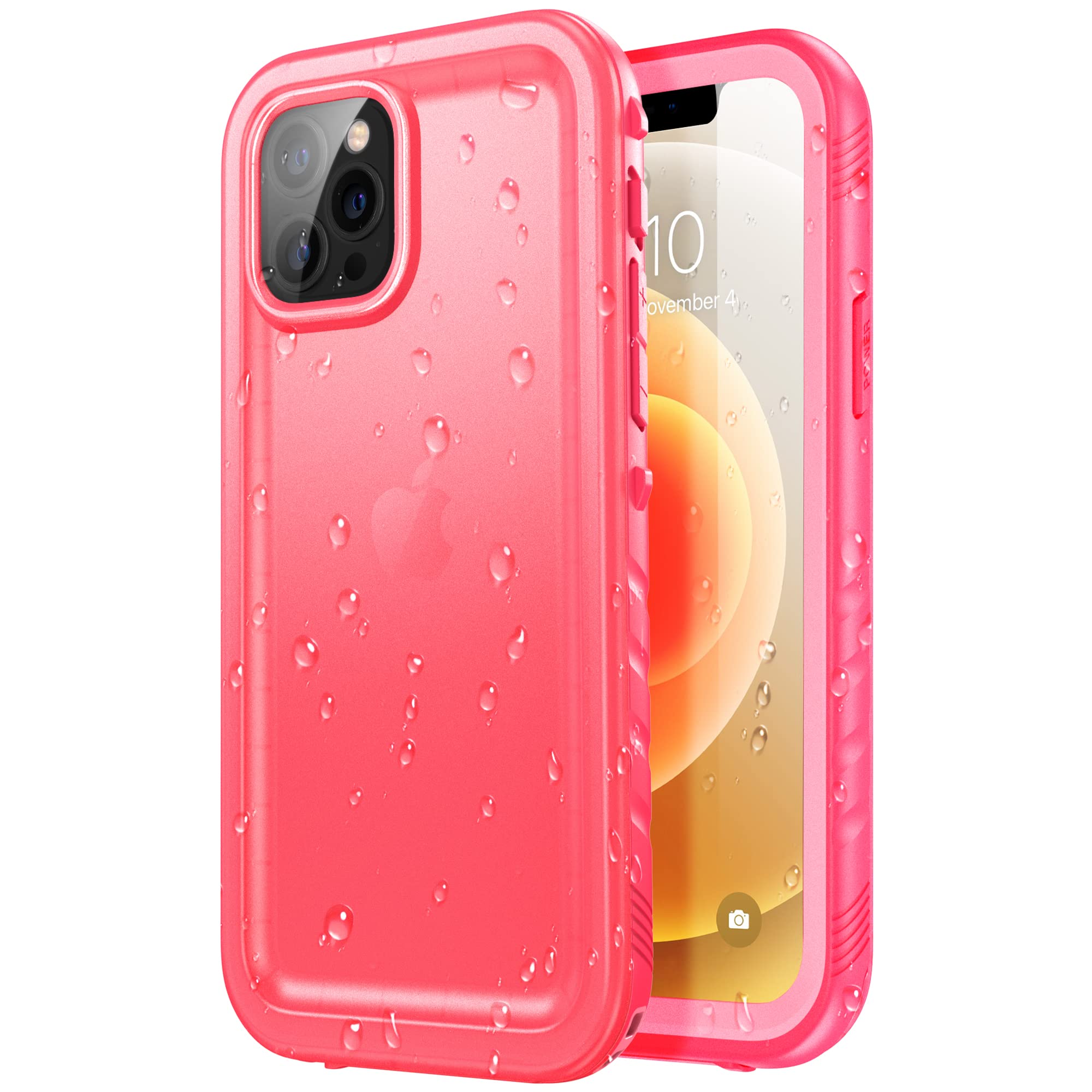 SPORTLINK for iPhone 12/12 Pro Waterproof Case - Shockproof Heavy Duty Front and Back Cover with [Built in Screen/Camera Protector] 360 Full Body Protective [Dustproof][IP68 Underwater]-Pink