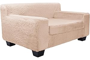 Sherry Kline Pet Collection's Faux Fur Pet Sofa Furniture for Small Dogs & Cats, with Ultra Comfy Supportive Foam and Soft Surface, Durable Indoor Pet Furniture, 28.5" x 19" x 15", Taupe