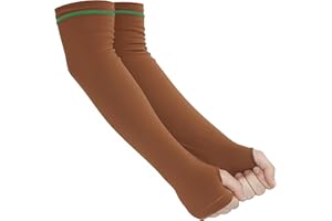 Skil-Care Geri-Sleeves Arm Protector, Brown Green Stripe, Cotton-Lycra Blend, Thumbhole Design, Reusable, Launderable