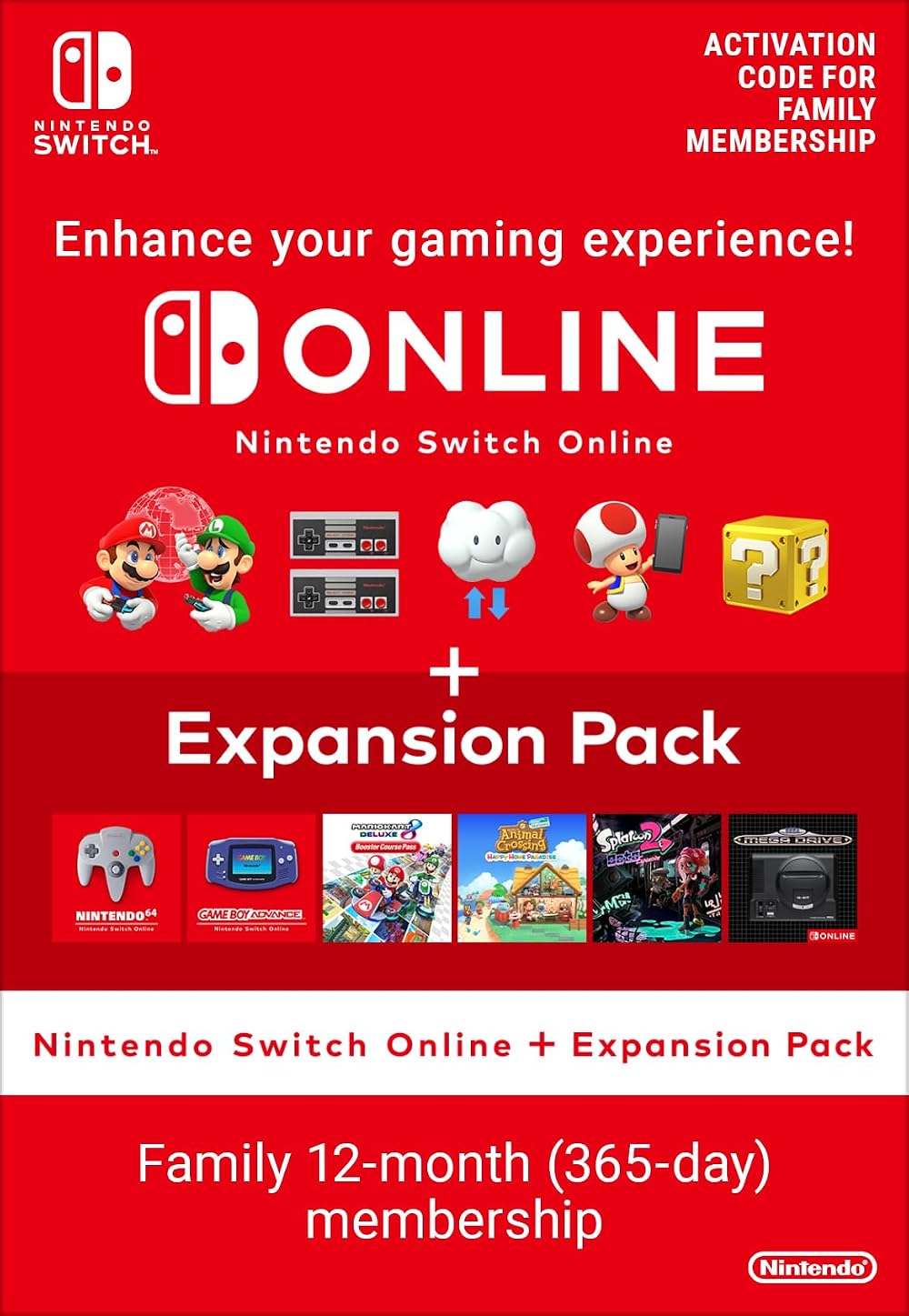 Nintendo Switch Online Expansion Pack Family Membership - Standard (Download