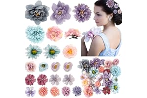 Ahoney 21 Pieces Purple Flowers Hair Clips for Women Girls, Rapunzel Hair Flowers Multiple Flower Alligator Clips Chiffon Flower Hair Pin Hair Accessories for Beach Party Bridal Wedding Event Decor
