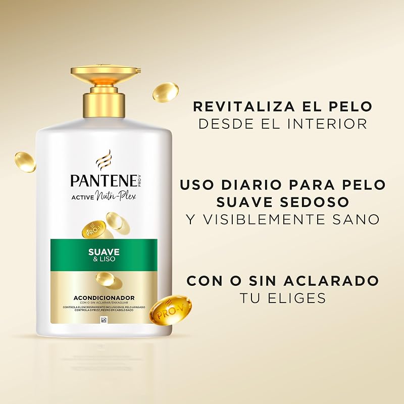 Pantene pro-v shampoo suave e suave 1000ml e condicionador 800ml, com dispensador, cabelos crespos e opacos