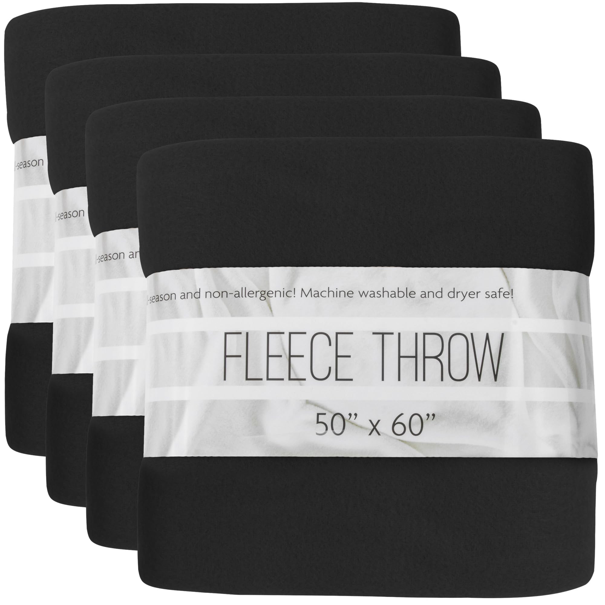 Photo 1 of (24 Pack) Bulk Fleece 50x60 Throw Blankets for Wedding Favors, Homeless Women, Men, Homes, Bed, Sofa, Couch, Office, Pet Blankets, Travel | Soft Warm Lightweight Throw Blankets in Bulk (Black)
