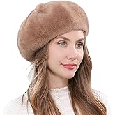 Harssidanzar Women's Fluffy Faux Fur Beret Hats CL603US