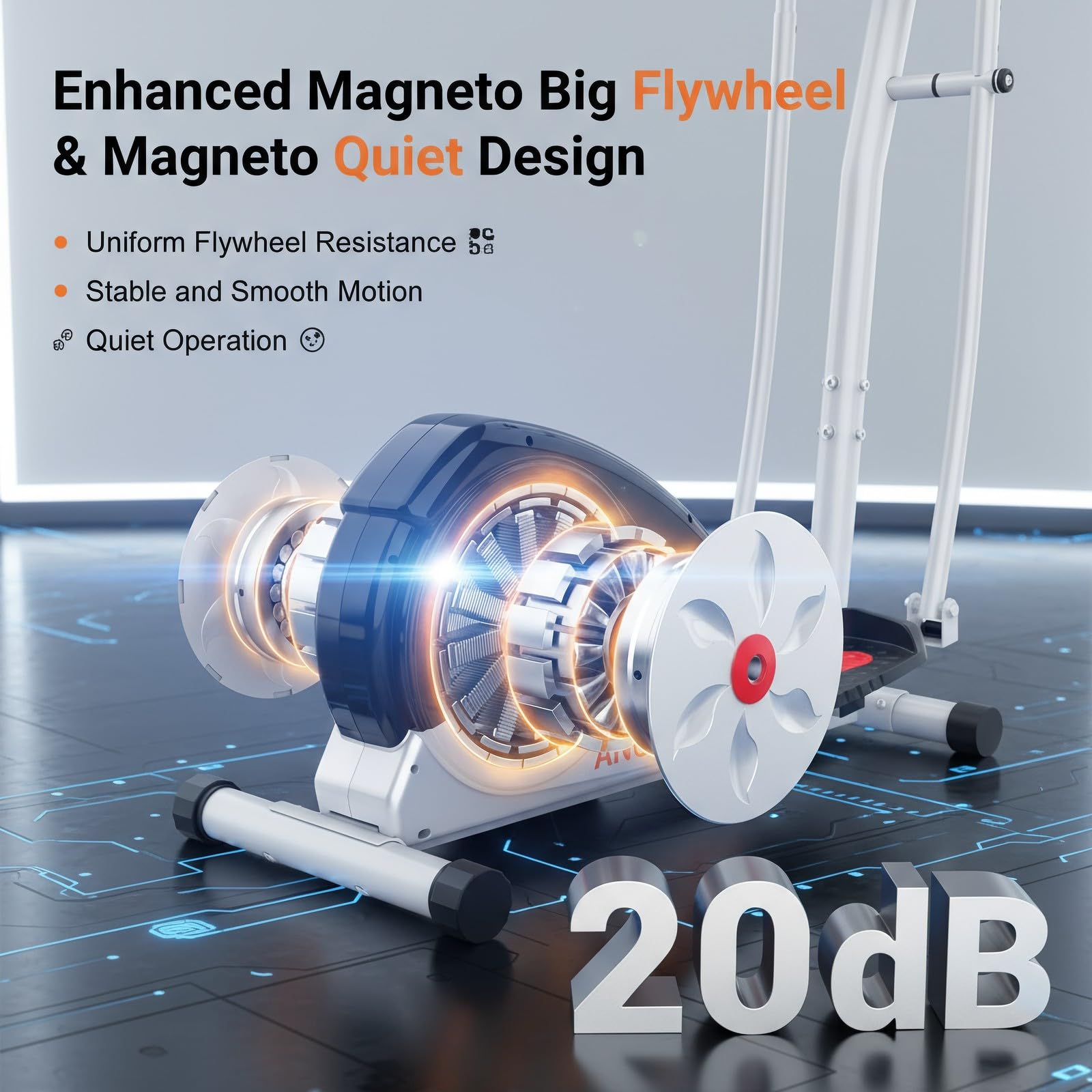 ANCHEER Elliptical Exercise Machine, Elliptical Trainer for Home Gym, Exercise Equipment 500Lbs Max Weight, Ultra-Silent Elliptical Machine, with Pulse Rate Grips, LCD & Smooth Resistance Levels