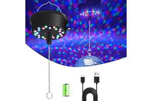 Disco Ball Motor with Lights, Palujorty 5-9 RPM 24 LED Mirror Ball Motor with Lights for 4" 6" 8" 12" Balls for Party(USB/Battery Powered)