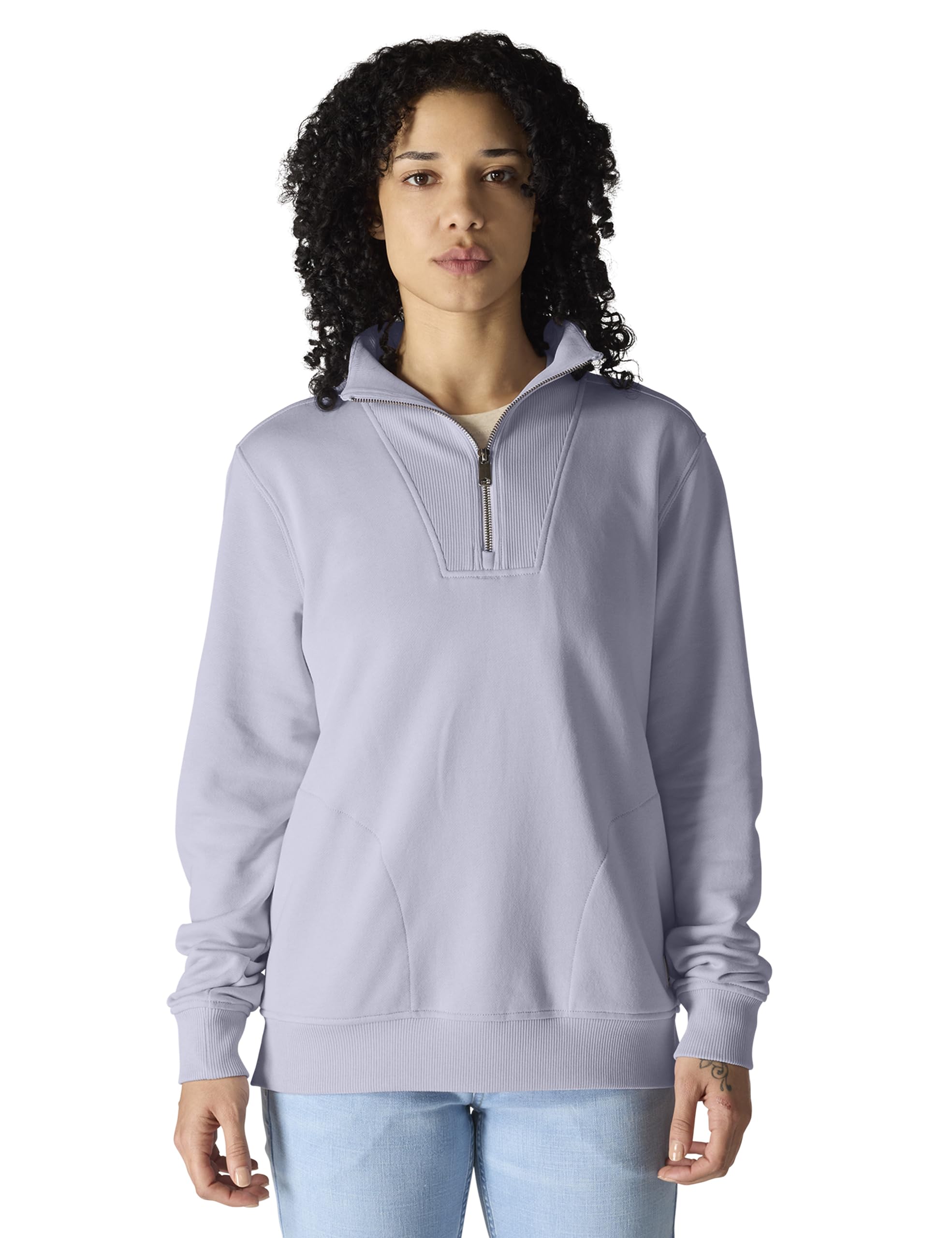 Carhartt Women’s TENCEL Fiber Series Relaxed Fit Half-Zip Sweatshirt, Mica, 2X