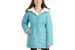 DKNY Girls’ Jacket – Reversible Heavyweight Quilted Parka Coat with Sherpa Lining – Reversible Jacket for Girls (4-16)