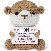 Sayregifty Gifts for Mom, Funny Handmade Crochet Otter Stuffers, Unique Mothers Day Christmas Birthday Gifts for Mom from Daughter/Son, Cute Mother Mommy Moms Gift Ideas