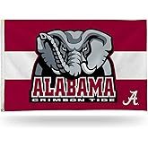 Rico Industries NCAA Alabama Crimson Tide White Stripe 3' x 5' Banner Flag Single Sided - Indoor or Outdoor - Home Décor