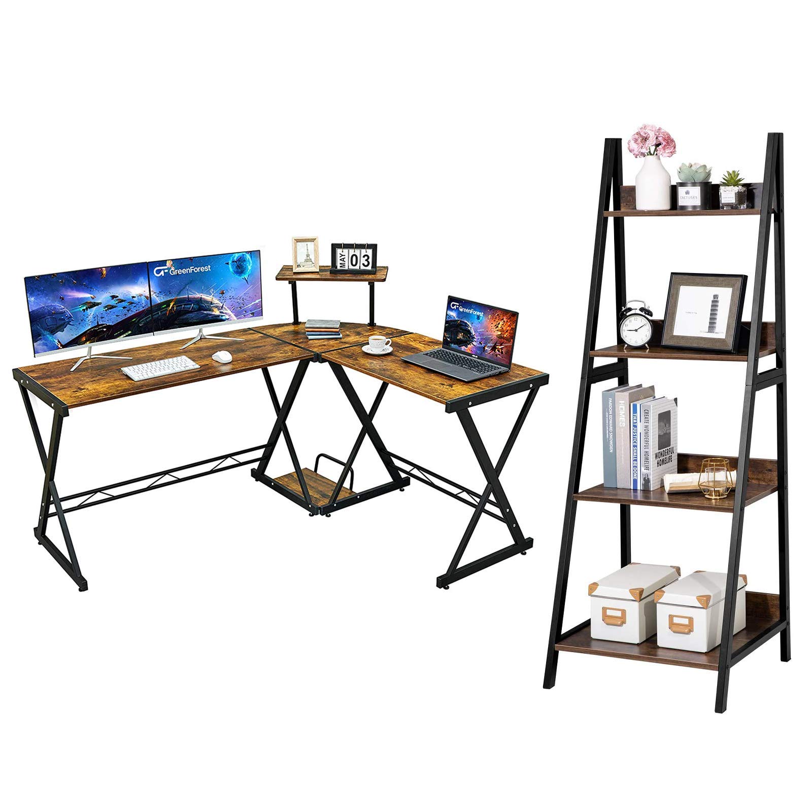 Buy GreenForest L Shaped Desk 58” Reversible Corner Computer Desk with