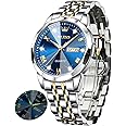 OLEVS Watch for Men Women Large Face Unisex Diamond Luxury Dress Analog Quartz Stainless Steel Waterproof Luminous Date Business Casual Wrist Watch