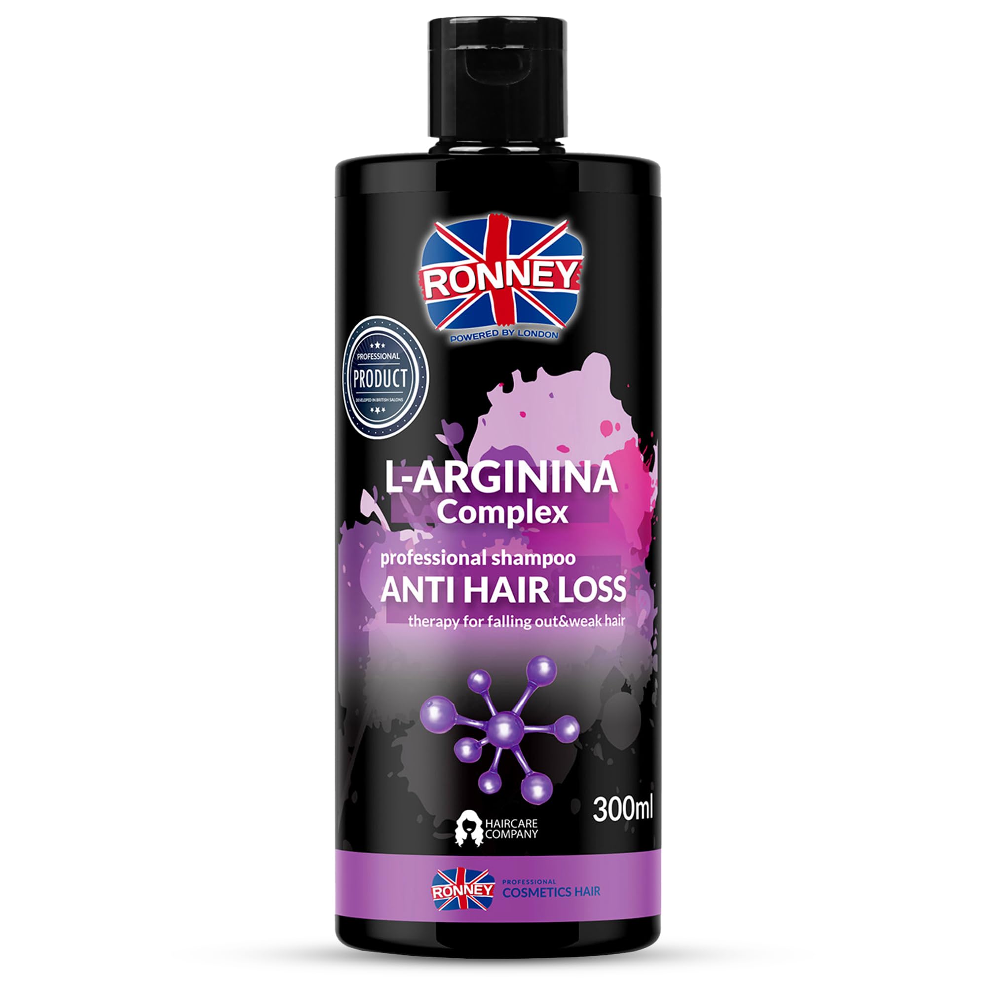 RONNEY Hair Growth Shampoo L-Arginine Complex - 300 ml Professional Hair Loss Treatment for Women and Men - Natural Thickening Shampoo for Fine Brittle, Thinning Hair to Stimulate and Nourishe Scalp