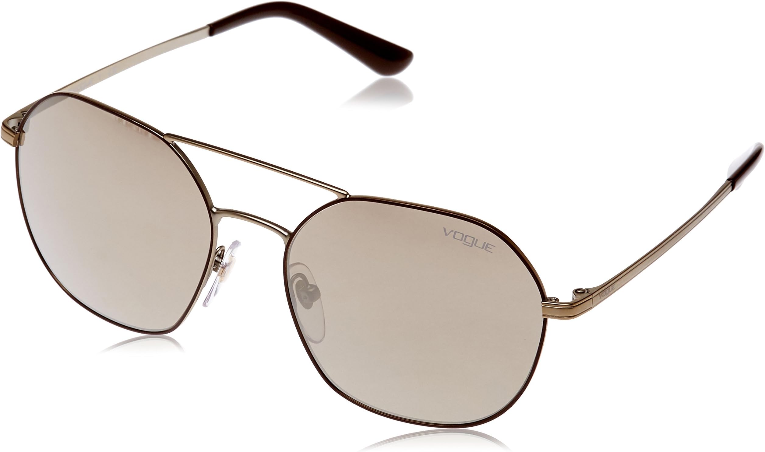 VogueEyewear Women's 0VO4022S 50215A 55 Sunglasses, Matte Brown/Pale Gold/Lightbrownmirrordarkgold