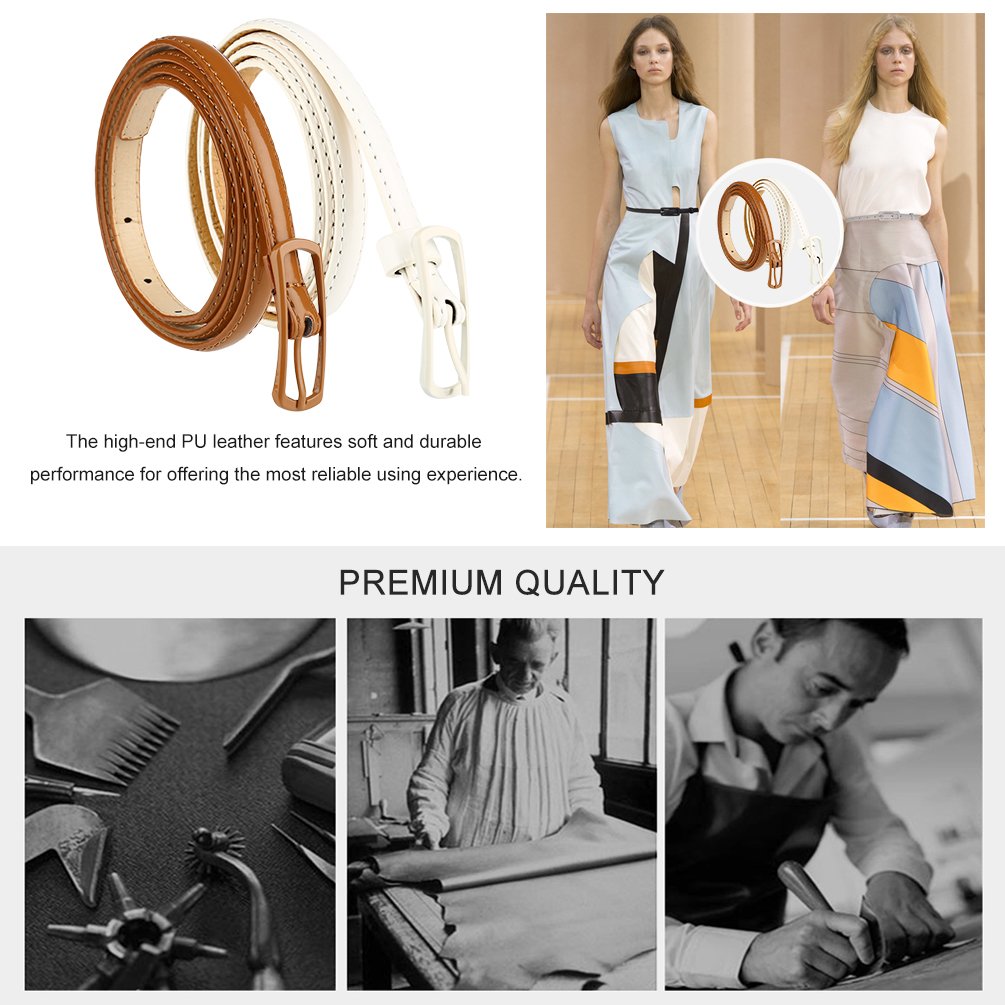 VBIGER Femmes Ceinture Fine Élégant en Cuir PU Ceinture Réglable Pour Les Robe Chemisier Jupe, 2 Pcs