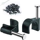 Elezenioc Round Cable Clips 100Pcs 6mm Nail Clips Cable Management Black