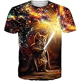 RAISEVERN Mens T-Shirts Cool Novelty Crewneck Short Sleeve Funny Graphic Top Casual Tees for Women