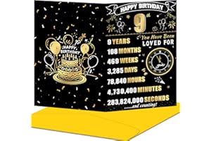 9th Birthday Card, Happy Birthday Decorations for Girl Boy, Best 9 Year Old Birthday Gifts for Daughter Son, Unique Creative 