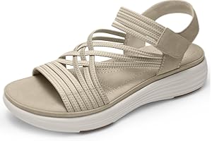 Vilanva Women's Comfortable Walking Sandals with Elastic Strap LightWeight Sandals for Women 2025 Summer Dressy