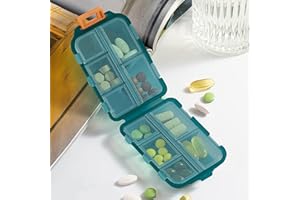 Travel Pill Box Cute Pill Organizer,Portable Medicine Organizer for with 10 Compartments for Different Medicines(Green)