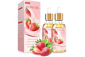 BASSI 2PCS Yoni Oil Organic Feminine Oil Vaginal Moisturizer - Ph Balance for Women - Feminine Deodorant - Eliminates Odor With Strawberry Essential Oil, All Natural Yoni Oil (Strawberry)