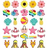 30Pcs Ocean Beach Silicone Focal Beads, Sea Shell Starfish Silicone Bead, Summer Daisy Sunflower Shaped Beads, Loose Spacer Rubber Bead, for Adults Pens Jewelry Making DIY Bracelets Crafts