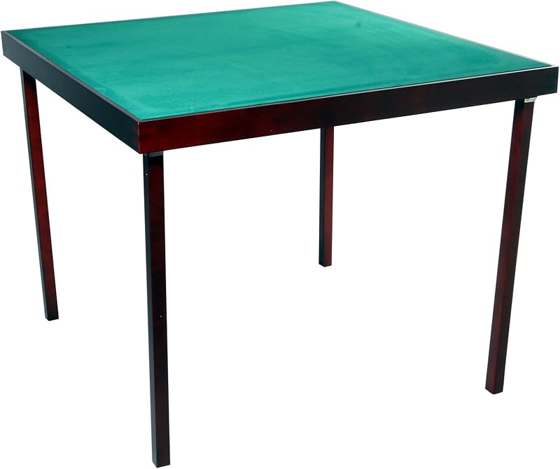 Engelhart Bridge Table Birchwood 89cm Foldable Card Table Felted Green Top
