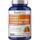 NusaPure Papaya Papain Enzyme Complex 240,000 PU - 200 Veggie Caps - Suitable for Vegetarian, Vegan Non-GMO