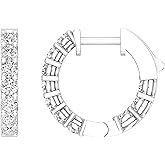 ALLORYA 1.04 Carat Round Lab Grown White Diamond or Cubic Zirconia Inside Out Hinged Huggie Hoop Earrings for Women in 925 Sterling Silver
