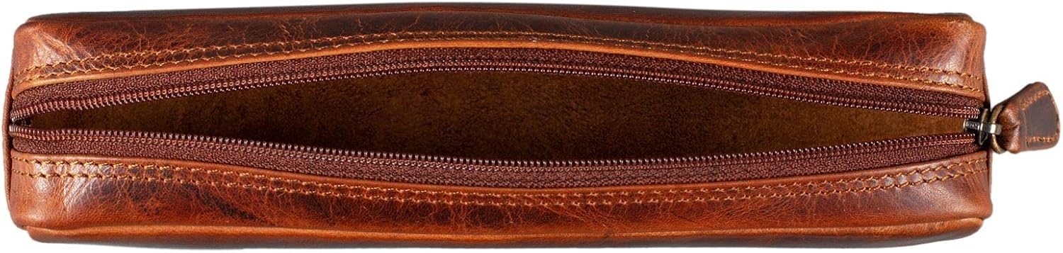 STILORD "Preston" Pencil Case Leather Vintage Pen Pouch Round Organiser Gift for Women Men Stationary Slim in Genuine Leather Colour:Kara - Image 5