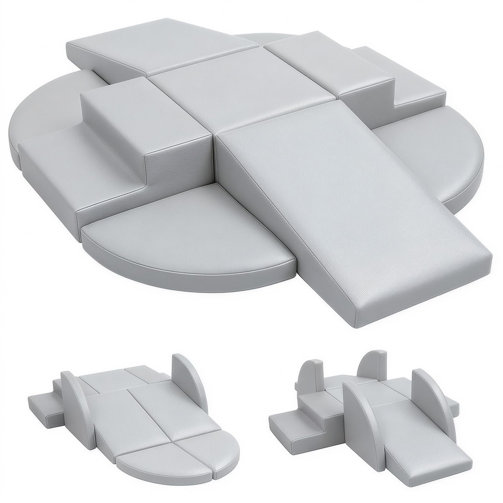 JungleDove Indoor Soft Play Set for Toddlers - 9 PCS Foam Climbing Blocks with Waterproof Blocks - Educational Climbing Toys for Kids 3+ Years, for Motor Skills Development (Mouse Gray)